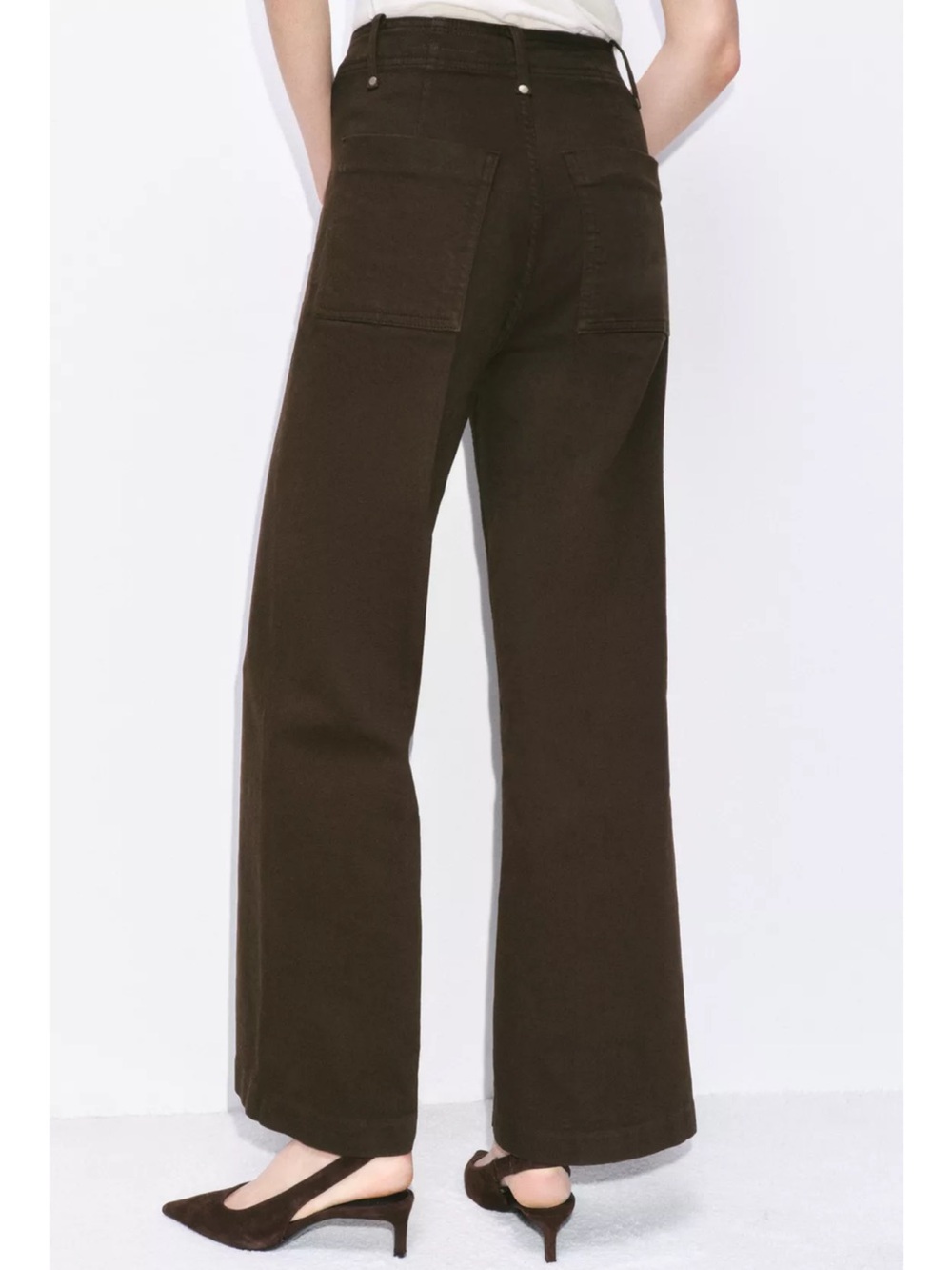🔸NWT🔸Zara ZW Collection High Waist Wide Leg Jeans in brown - Picture 7 of 15